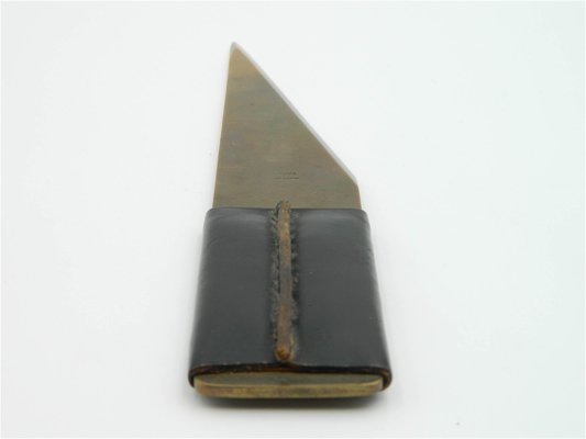 Vintage Letter Opener in Brass with Leather Handle by Carl Auböck