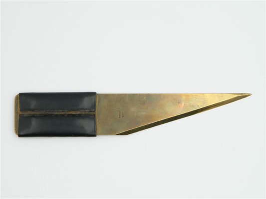 Vintage Letter Opener in Brass with Leather Handle by Carl Auböck