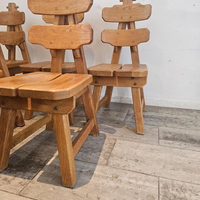 Vintage Spanish Brutalist Dining Chairs, 1965, Set of 6 for sale