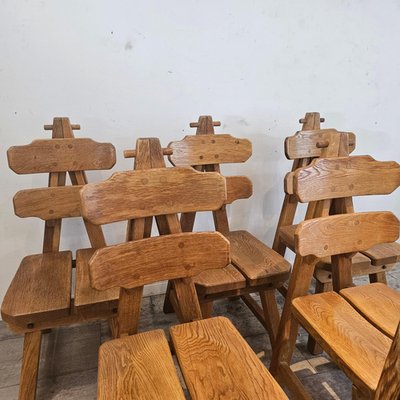 Vintage Spanish Brutalist Dining Chairs, 1965, Set of 6 for sale