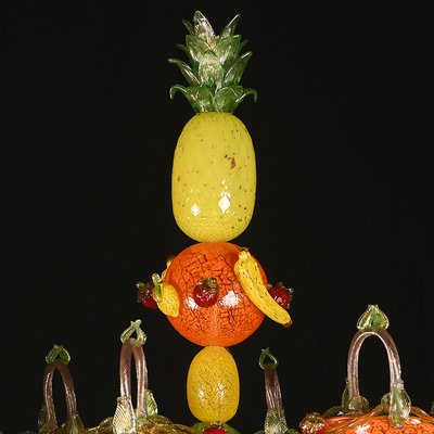 Lustre En Cristal Style Murano Avec Fruits Colorés - Doré, Ampoules E27, Occasion