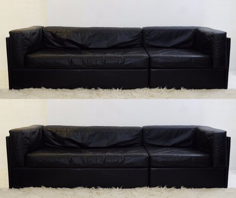 Vintage Black Leather Sofas Set Of 2 For At Pamono Vintage Black Leather Sofas Set Of 2 1