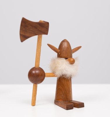 Teak Viking Figurines by Kay Bojesen, 1960s, Set of 3 for sale at
