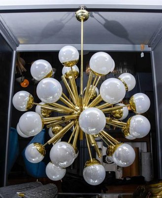 Iridescent Murano Glass Globes, Brass And Glass Orb Chandeliers Taiwan