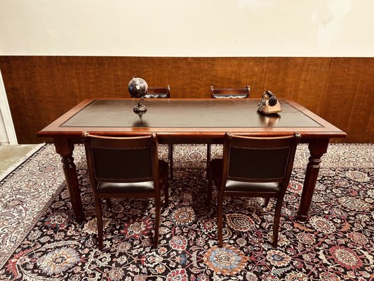 Vintage English Chesterfield Table with Chairs Set of 5 for sale at Pamono