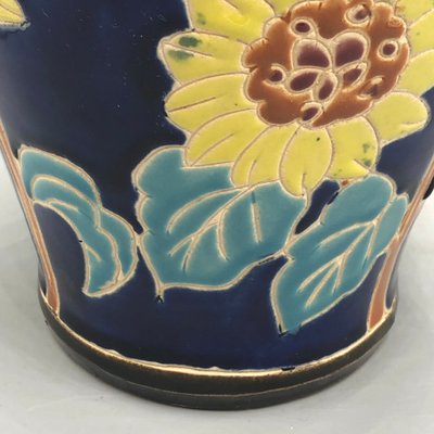 Vase Céramique Multicolore Jeté Main - Moderniste Milieu De Siècle - USA 1960s