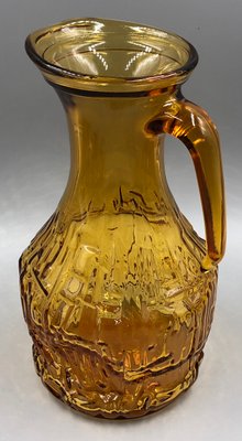 Service à Jus / Alcool Vintage 6 Pièces - Verre Ambré Et Osier (Très Bon état)