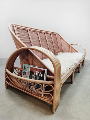 Rosa Vintage Bambus Lounge Set aus Rattan, 1960er, 5er Set bei Pamono kaufen