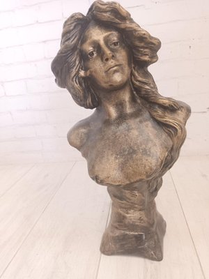 Buste Antique Tête de Femme Shabby Boîte Figure Féminine Jeune Fille à