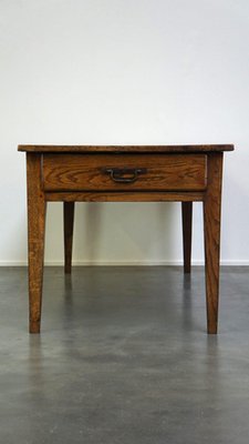 Antique French Oak Dining Table with Drawers for sale at Pamono