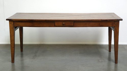 Antique French Oak Dining Table with Drawers for sale at Pamono