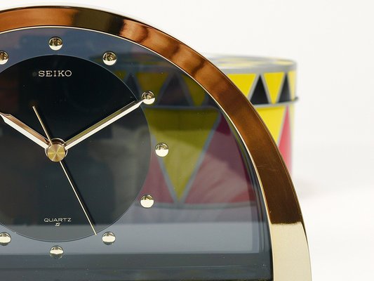 Hollywood Regency Brass See-Through Table Clock attributed