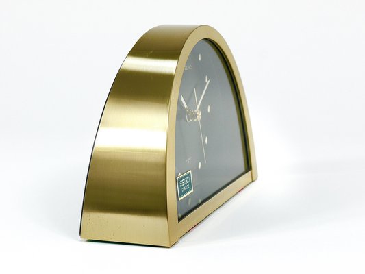 Hollywood Regency Brass See-Through Table Clock attributed
