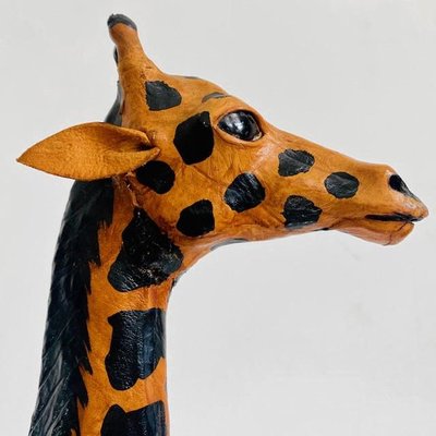 Mid-Century Hand-Painted Leather Giraffes 1970s, Set of 2 for sale
