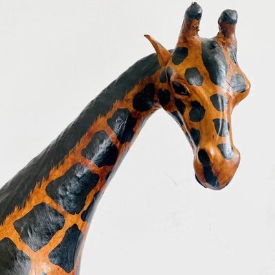 Mid-Century Hand-Painted Leather Giraffes 1970s, Set of 2 for sale