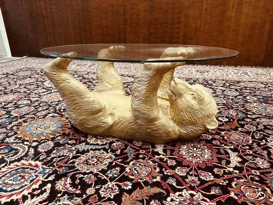 Bronze Bear Coffee Table with Glass Top for sale at Pamono