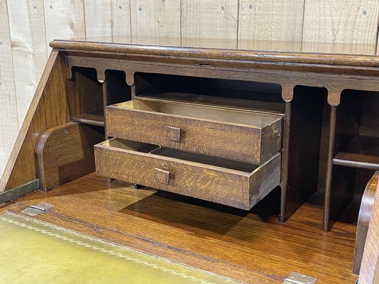 English Donkey Desk in Oak and Leather Top, 1950s for sale