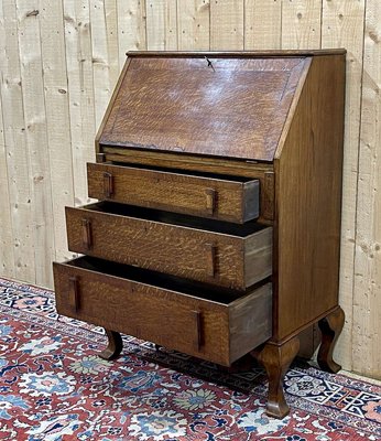 洋書 English Furniture English Donkey Desk in Oak and Leather Top, 1950s for sale