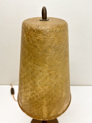 Mid-Century Wood and Fiber Table Lamp attributed to Louis Mid-Century Wood and Fiber Table Lamp attributed to Louis