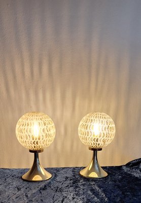 Vintage Bedside Lamps with Gold-Colored Plastic Base and Round