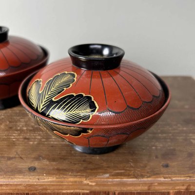 ＊台灣＊　国立歴史博物館　監製　大皿　柿　CATHAY　STONEWARE Shōwa Period Wajima-Nuri Owan Serving Bowls, Japan, 1975
