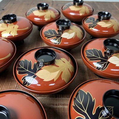 Wajima-Nuri Owan Serving Bowls, Japan, 1970s, Set of 10 for sale