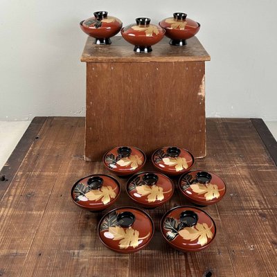 Wajima-Nuri Owan Serving Bowls, Japan, 1970s, Set of 10 for sale