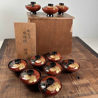 Wajima-Nuri Owan Serving Bowls, Japan, 1970s, Set of 10 for sale
