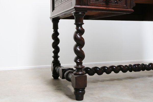 19th Century French Renaissance Revival Hunt Desk with Barley