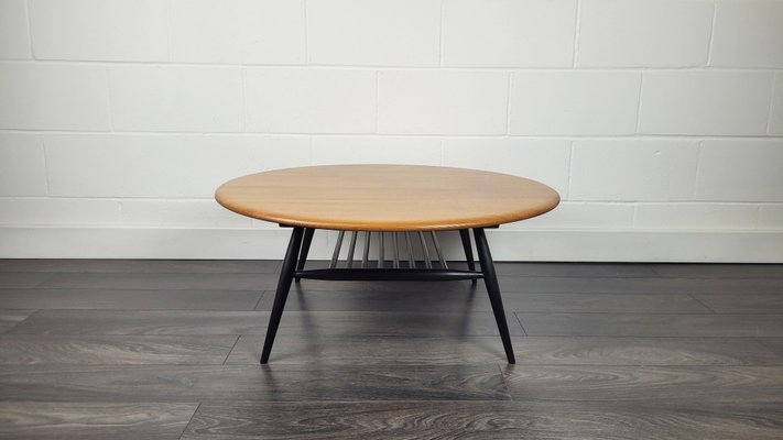 Round Black Leg Coffee Table attributed to Lucian Ercolani for Ercol 1960s for sale at Pamono