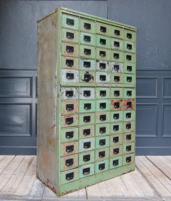 Vintage Industrial Metal Drawer Cabinet, 1920s for sale at Pamono