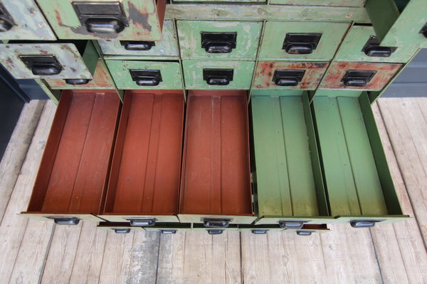 Vintage Industrial Metal Drawer Cabinet, 1920s for sale at Pamono