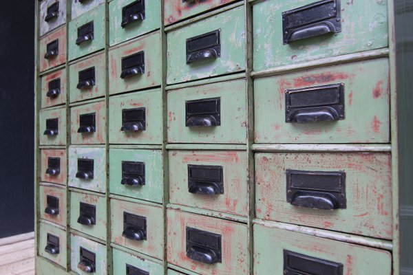 Vintage Industrial Metal Drawer Cabinet, 1920s for sale at Pamono