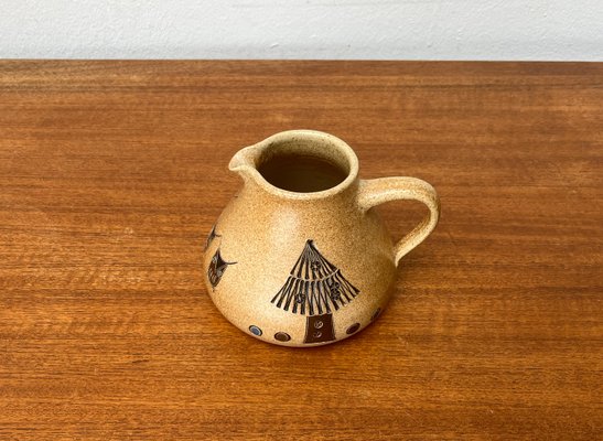 Mid-Century German Studio Pottery Jug with Owl Design from Heinz