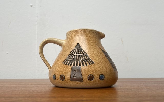 ARCHITECTURAL POTTERY② Mid-Century German Studio Pottery Jug with Owl Design from Heinz