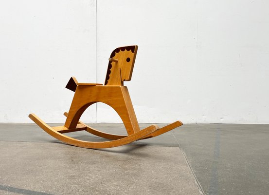 Mid-Century Wooden Rocking Horse, 1960s for sale at Pamono