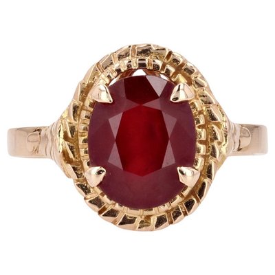 French Carats Ruby 18 Karat Rose Gold Ring, 1960s for sale at - Main Image