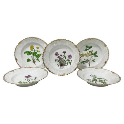 Flora Danica Salatteller aus Porzellan von Bing & Grøndahl, Dänemark, 1928, 5 . Set bei Pamono kaufen