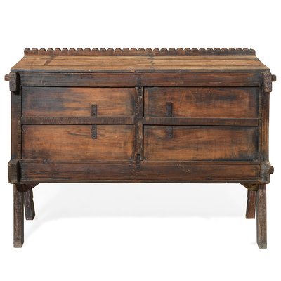 Blue Painted Teak Chest From Gujarat - 1920 Blue Painted Teak Chest From Gujarat - 1920