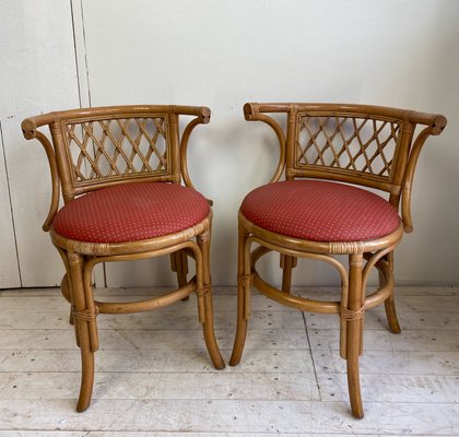 Vintage Bamboo and Rattan Bistro Chairs 1970s Set of 2
