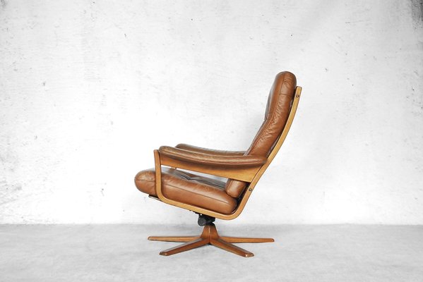 Swedish Swivel Lounge Chair From Gate, Swedish Leather Recliner Chairs
