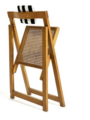 Vintage Wooden Folding Chairs with Cushion, 1970s, Set of 4