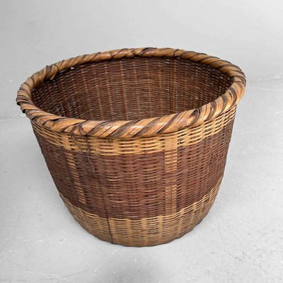 Traditional Japanese Okimono Kago (Storage Basket) Bamboo Basket