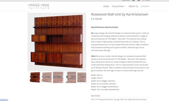 Rosewood Modular Wall Unit by Kai Kristiansen for FM Møbler, 1960s