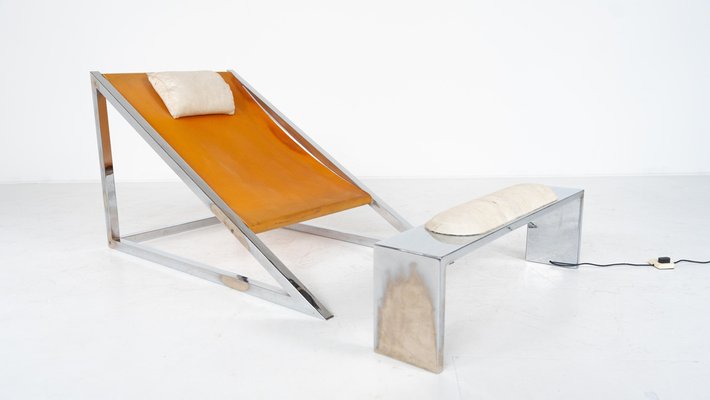 Mid-Century Modern Mies Lounge Chair with Ottoman attributed to