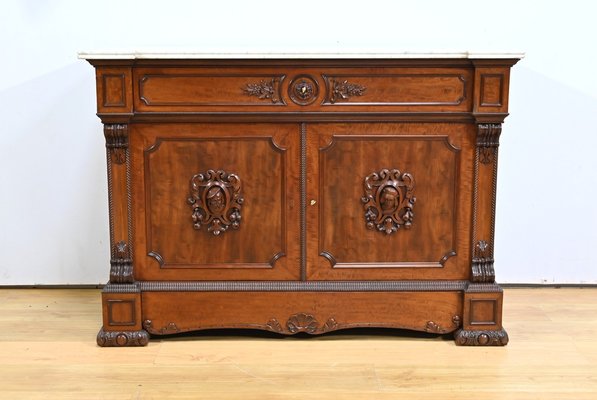 Marble Side Table Made From 19thC Carved Teak Capitols Marble Side Table Made From 19thC Carved Teak Capitols