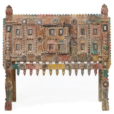 Painted Teak Indian Chest From Gujarat -19thC Painted Teak Indian Chest From Gujarat -19thC