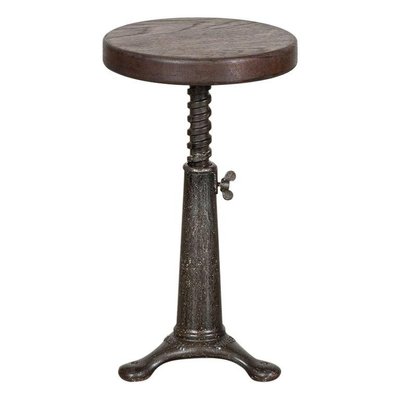 English Singer Cast Iron Oak Stool 1930