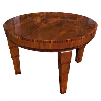 Art Deco Extendable Mahogany Veneer, Art Deco Round Table