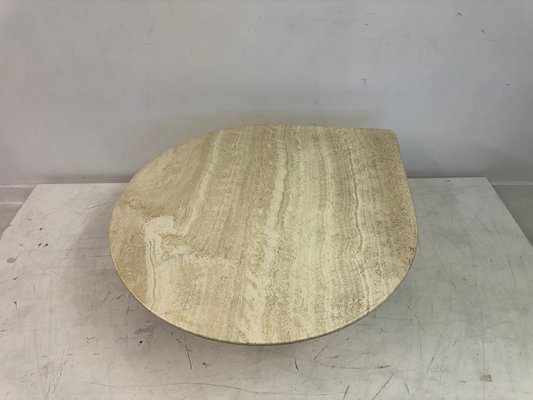Vintage Tear Shaped Travertine Coffee Table, 1980s for sale at Pamono